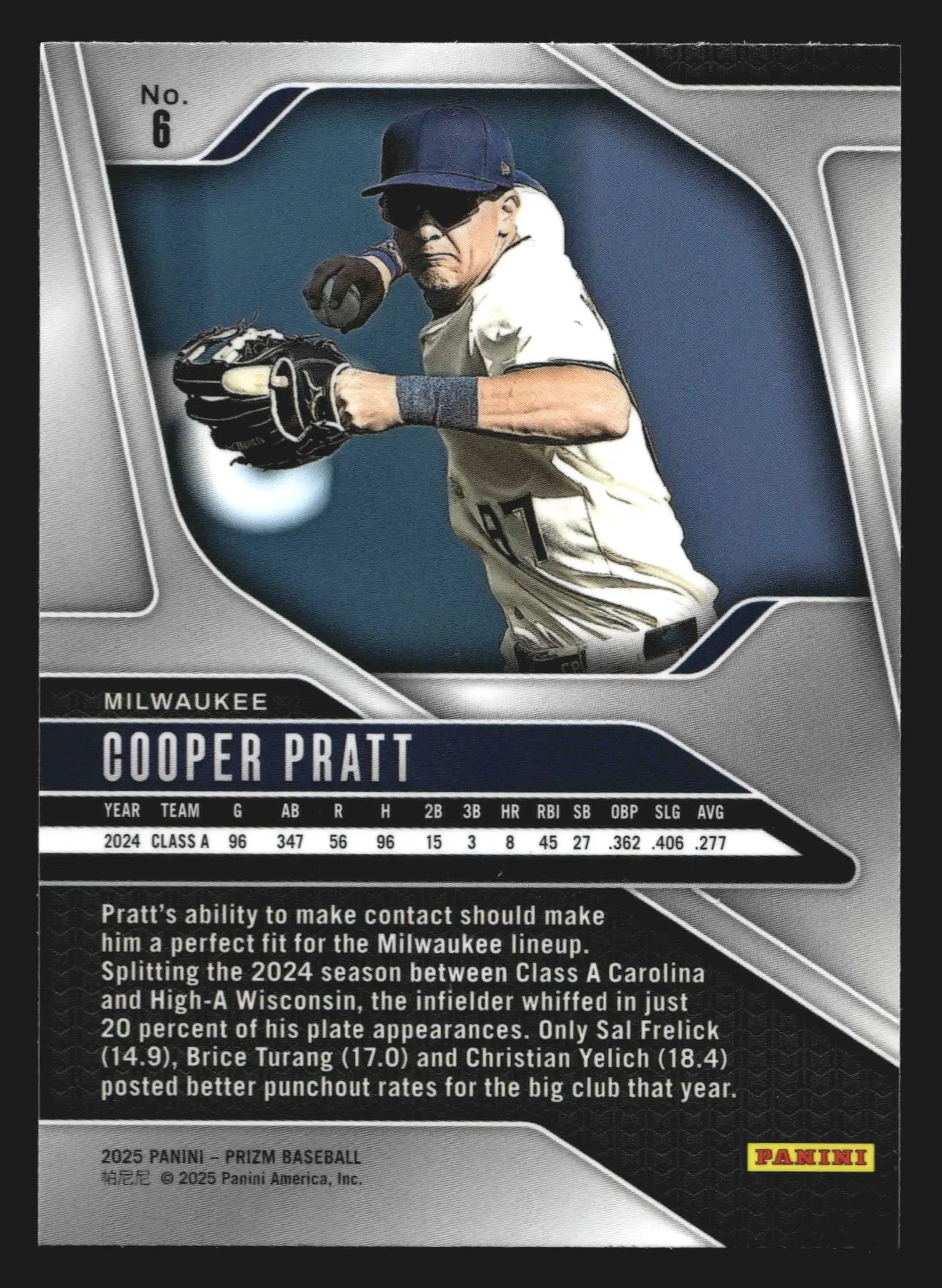 2025 Panini Prizm Cooper Pratt #6 Milwaukee Brewers - Baseball Card Single