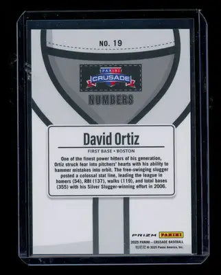 2025 Panini Prizm Crusade Baseball David Ortiz #19 Baseball - Baseball Card Single