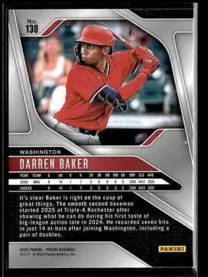2025 Panini Prizm Darren Baker #130 RC Washington Nationals