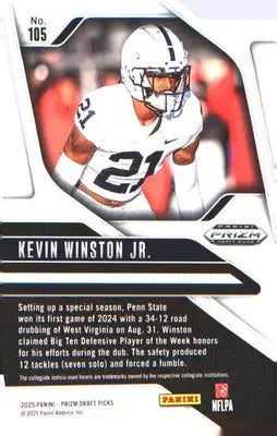 2025 Panini Prizm Draft Picks #105 Kevin Winston Jr. - Football Card Single
