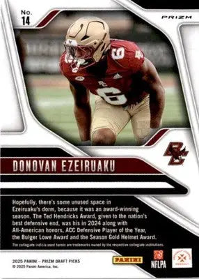 2025 Panini Prizm Draft Picks #14 Donovan Ezeiruaku Prizms Purple Wave