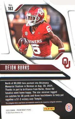2025 Panini Prizm Draft Picks #163 Deion Burks - Football Card Single