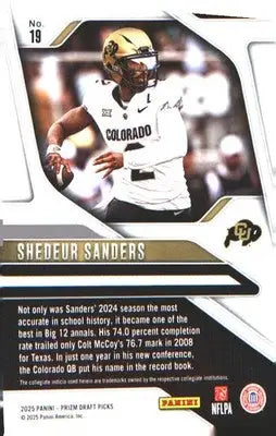 2025 Panini Prizm Draft Picks #19 Shedeur Sanders - Football Card Single
