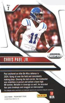 2025 Panini Prizm Draft Picks #2 Chris Paul Jr. - Basketball Card Single
