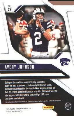 2025 Panini Prizm Draft Picks #29 Avery Johnson - Basketball Card Single