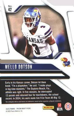 2025 Panini Prizm Draft Picks #42 Mello Dotson - Football Card Single