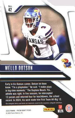 2025 Panini Prizm Draft Picks #42 Mello Dotson - Basketball Card Single