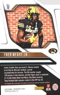 2025 Panini Prizm Draft Picks #72 Theo Wease Jr. - Football Card Single