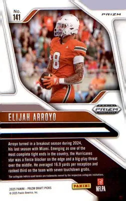 2025 Panini Prizm Draft Picks Prizms Gold Ice #141 Elijah Arroyo - Football Card Single