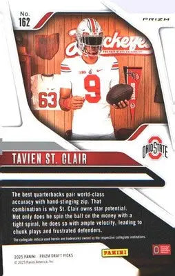 2025 Panini Prizm Draft Picks Prizms Green #162 Tavien St. Clair - Football Card Single
