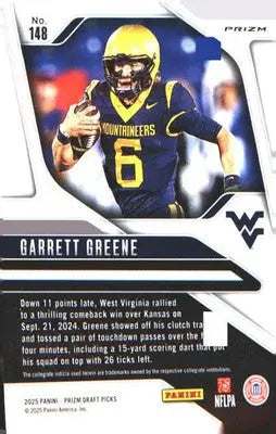 2025 Panini Prizm Draft Picks Prizms Purple Wave #148 Garrett Greene - Football Card Single