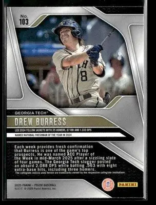 2025 Panini Prizm Drew Burress #103 Georgia Tech Yellow Jackets