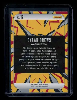 2025 Panini Prizm Dylan Crews #12 Dingers RC Baseball - Baseball Card Single