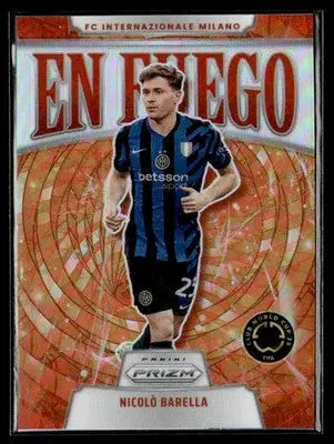 2025 Panini Prizm FIFA Club World Cup #11 Nicolo Barella En Fuego Silver - Soccer Card Single