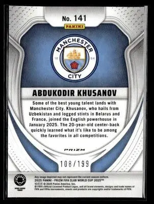 2025 Panini Prizm FIFA Club World Cup #141 Abdukodir Khusanov Red #/199 - Soccer Card Single