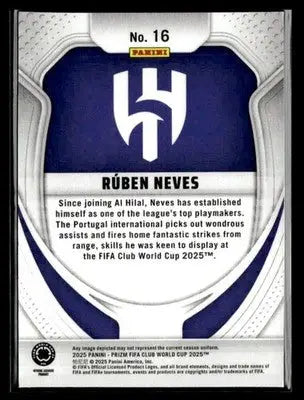 2025 Panini Prizm FIFA Club World Cup #16 Ruben Neves - Soccer Card Single