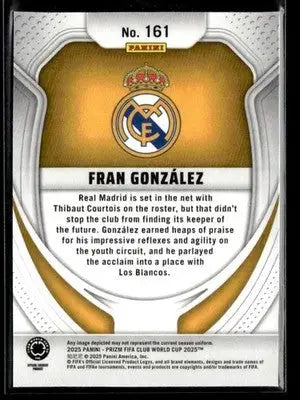 2025 Panini Prizm FIFA Club World Cup #161 Fran Gonzalez - Soccer Card Single