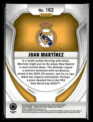 2025 Panini Prizm FIFA Club World Cup #162 Joan Martinez - Soccer Card Single