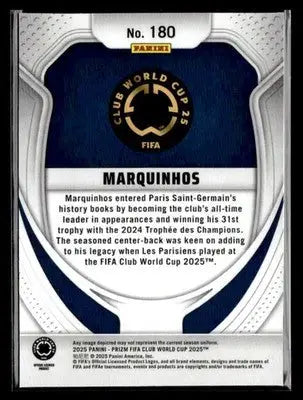 2025 Panini Prizm FIFA Club World Cup #180 Marquinhos - Soccer Card Single