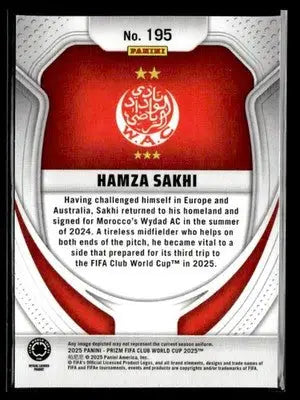 2025 Panini Prizm FIFA Club World Cup #195 Hamza Sakhi - Soccer Card Single