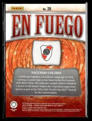 2025 Panini Prizm FIFA Club World Cup #26 Facundo Colidio En Fuego - Soccer Card Single