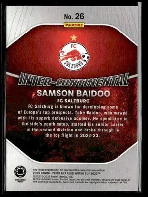 2025 Panini Prizm FIFA Club World Cup #26 Samson Baidoo Inter-Continental - Soccer Card Single