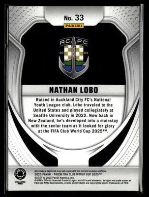2025 Panini Prizm FIFA Club World Cup #33 Nathan Lobo - Soccer Card Single