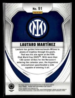 2025 Panini Prizm FIFA Club World Cup #91 Lautaro Martinez - Soccer Card Single