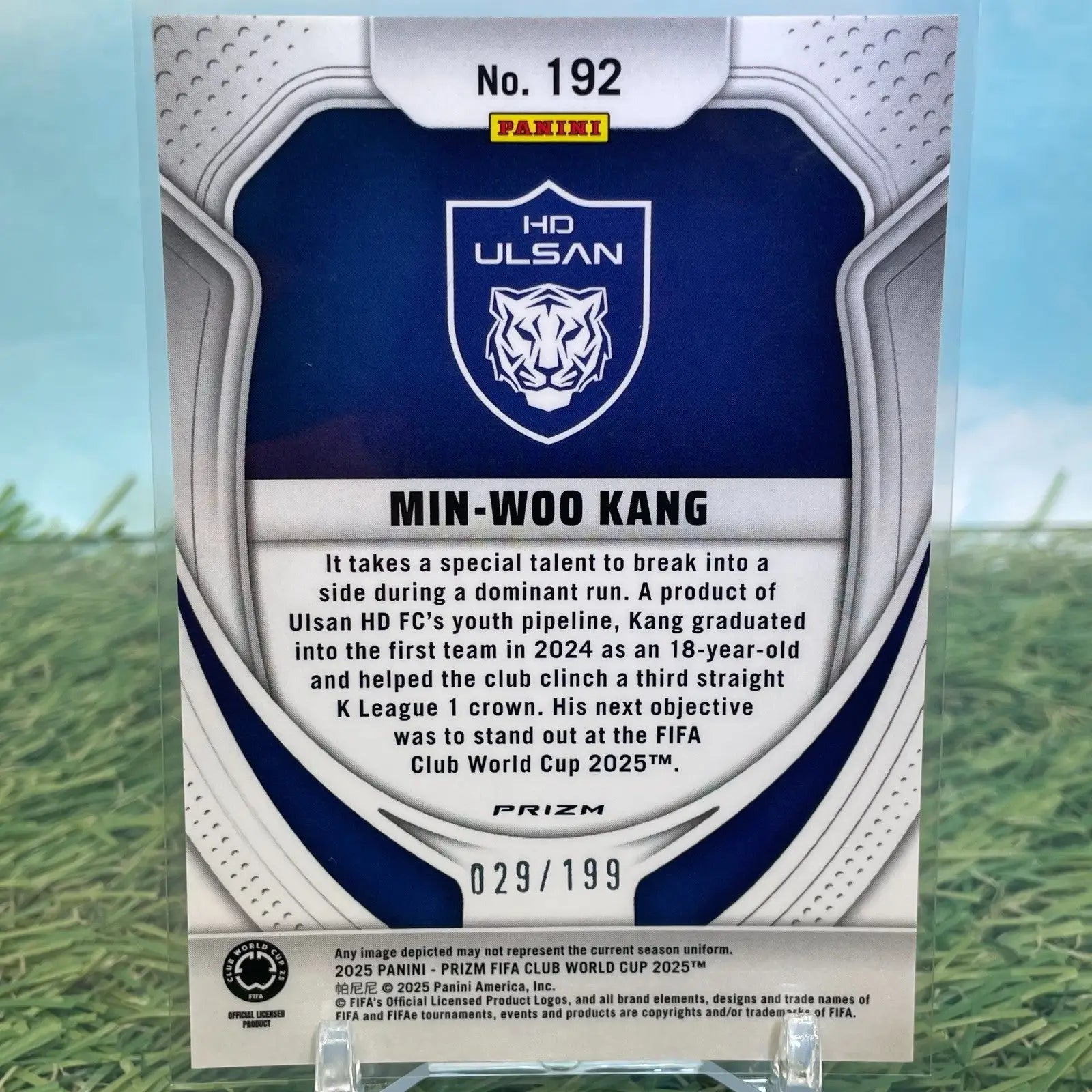 2025 Panini Prizm FIFA Club World Cup Min-Woo Kang Orange Seismic Prizm /199 RC - Soccer Card Single