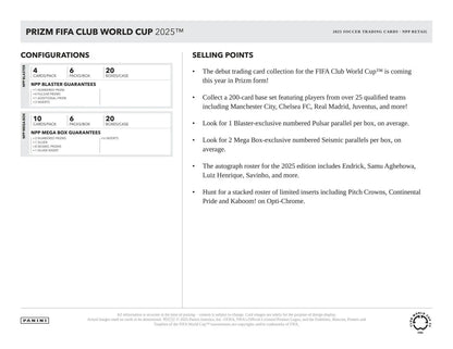 2025 Panini Prizm FIFA Club World Cup Soccer Mega Box | Columbia Sports Cards - Sports Card Hobby Boxes