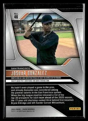 2025 Panini Prizm Josuar Gonzalez #46 San Francisco Giants