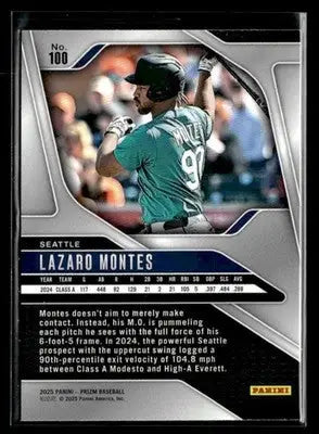 2025 Panini Prizm Lazaro Montes #100 Seattle Mariners