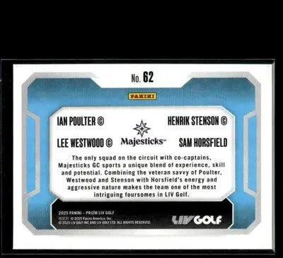 2025 Panini Prizm LIV Ian Poulter/Lee Westwood/Henrik Stenson/Sam Horsfield #62 - Golf Card Single
