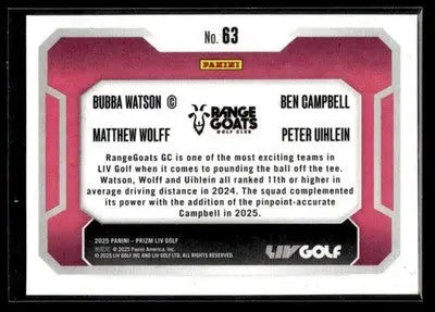 2025 Panini Prizm LIV Matthew Wolff/Ben Campbell/Peter Uihlein/Bubba Watson #63 - Other