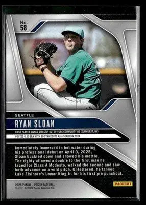 2025 Panini Prizm Ryan Sloan #58 Seattle Mariners