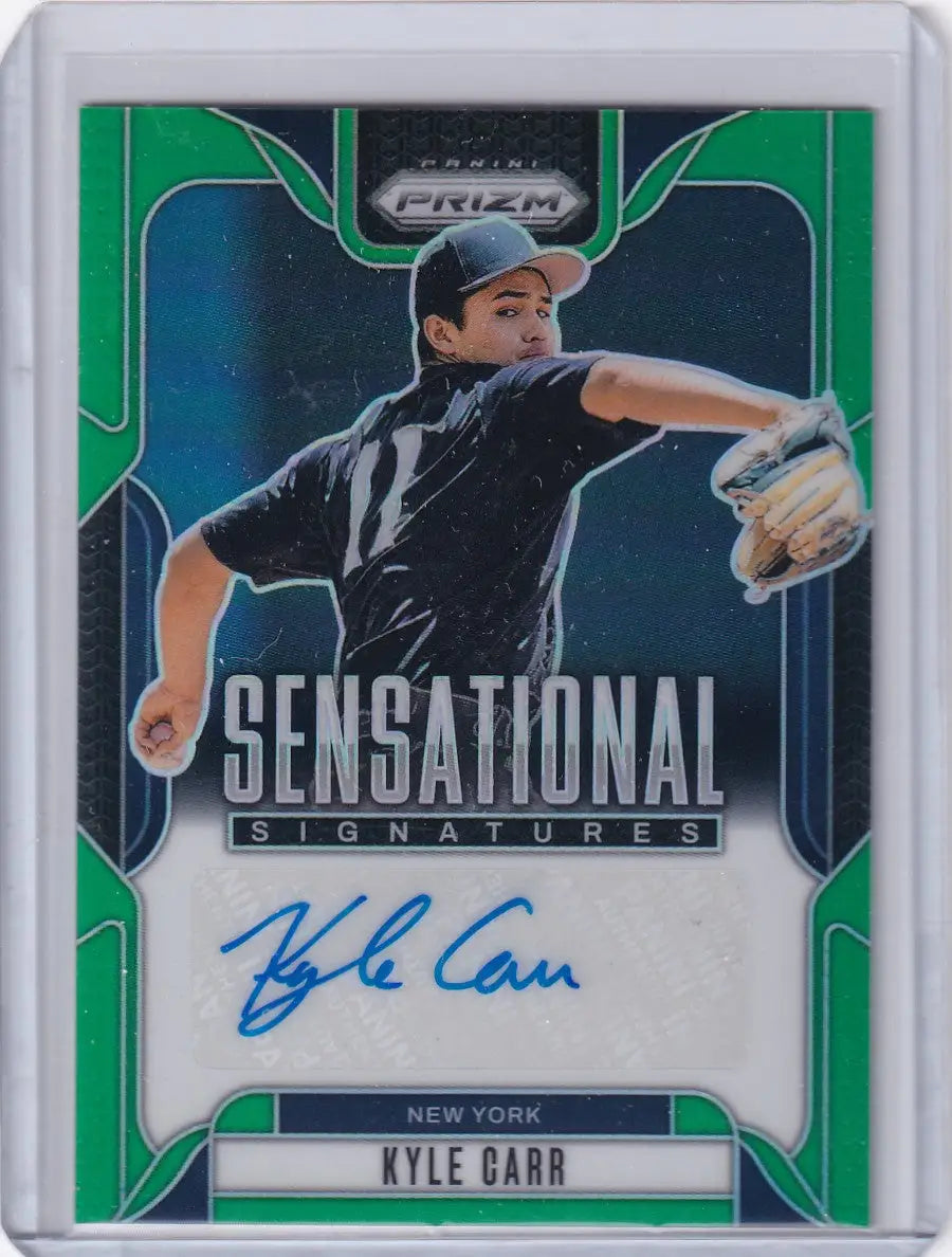 2025 Panini Prizm Sensational Signatures Green #SS-KC Kyle Carr - Yankees - Baseball Card Single