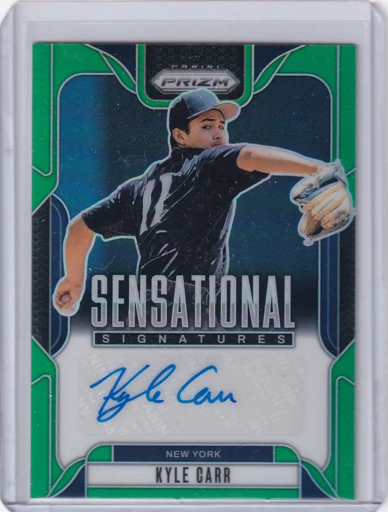 2025 Panini Prizm Sensational Signatures Green #SS-KC Kyle Carr - Yankees - Baseball Card Single