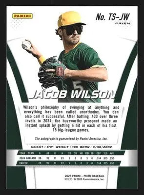 2025 Panini Prizm #TS-JW Jacob Wilson Throwback Signatures Silver Prizm RC A’s - Baseball Card Single