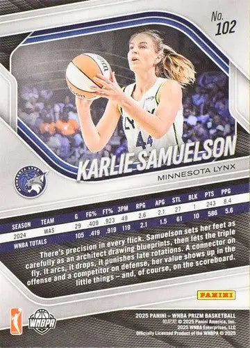 2025 Panini Prizm WNBA #102 Karlie Samuelson NM Near Mint ID:83743