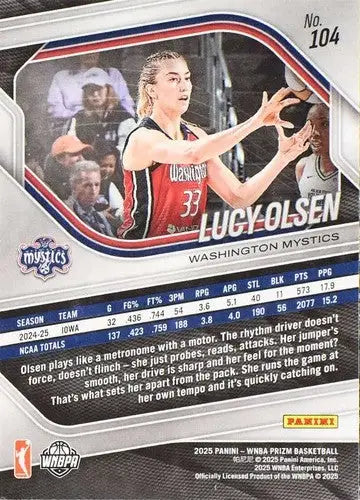 2025 Panini Prizm WNBA #104 Lucy Olsen NM Near Mint RC Rookie ID:83745