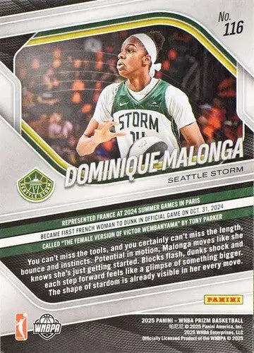 2025 Panini Prizm WNBA #116 Dominique Malonga NM Near Mint RC Rookie ID:83751
