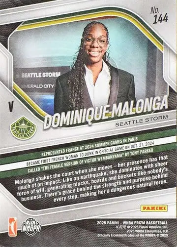 2025 Panini Prizm WNBA #144 Dominique Malonga NM Near Mint ID:83762