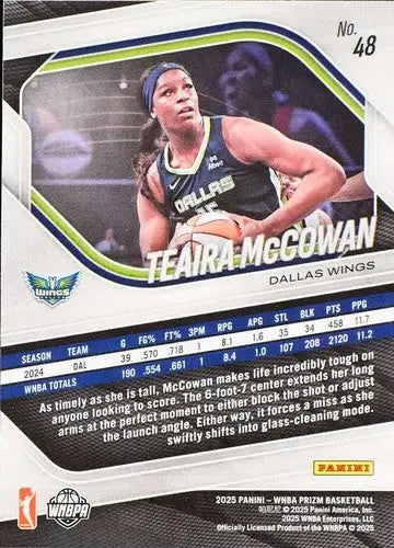 2025 Panini Prizm WNBA #48 Teaira McCowan NM Near Mint ID:83717