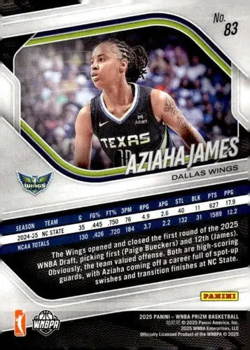 2025 Panini Prizm WNBA #83 Aziaha James NM Near Mint RC Rookie ID:83735