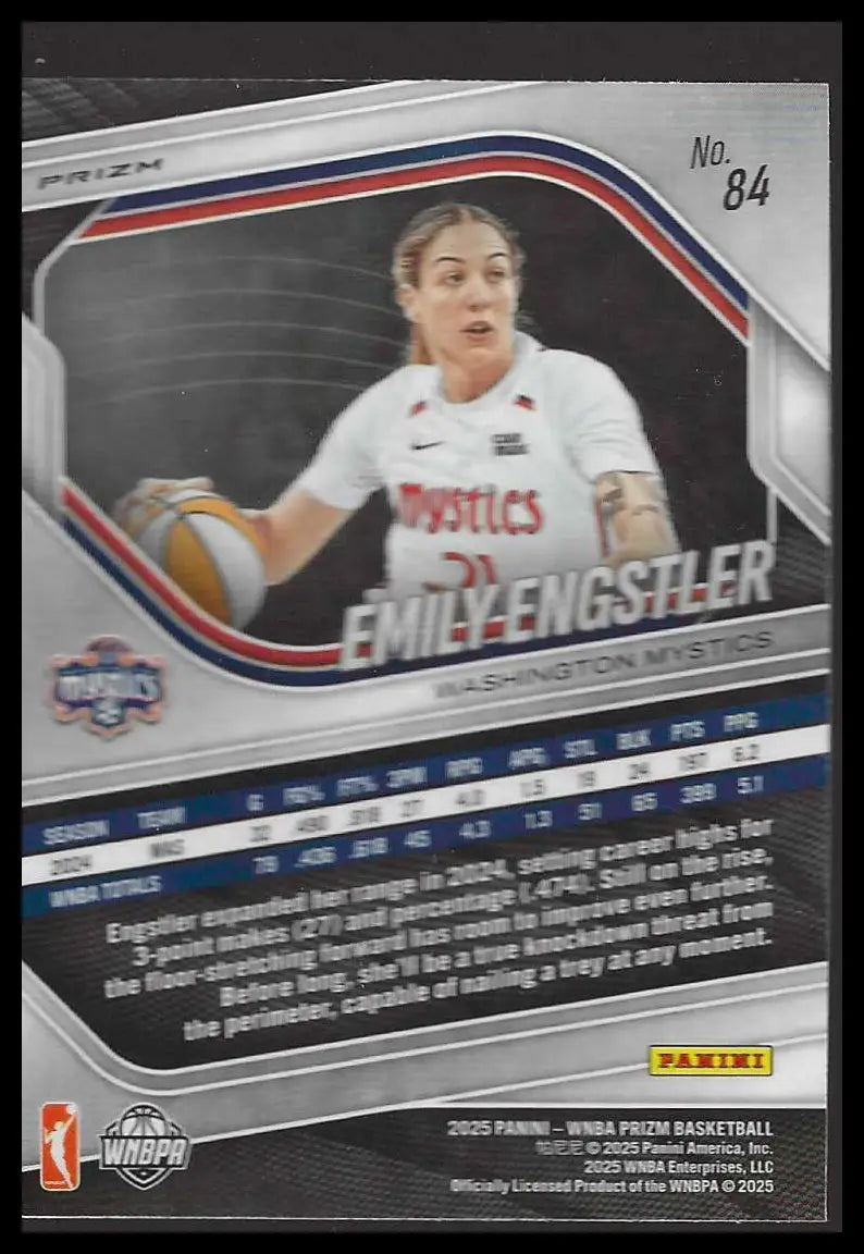 2025 Panini Prizm WNBA #84 Emily Engstler Blue Velocity Prizms Mystics - Basketball Card Single