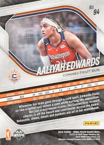 2025 Panini Prizm WNBA #94 Aaliyah Edwards NM Near Mint ID:83740
