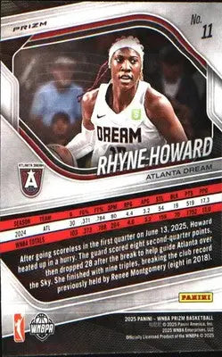 2025 Panini Prizm WNBA Blue Velocity Prizms #11 Rhyne Howard - Basketball Card Single