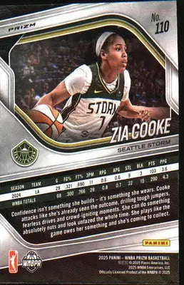 2025 Panini Prizm WNBA Blue Velocity Prizms #110 Zia Cooke - Basketball Card Single