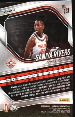 2025 Panini Prizm WNBA Blue Velocity Prizms #131 Saniya Rivers - Basketball Card Single