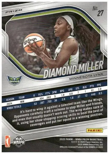 2025 Panini Prizm WNBA Blue Velocity Prizms #27 Diamond Miller NM Near ID:83680 - Basketball Card Single